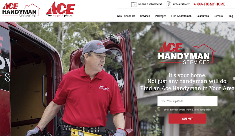 Captura de Imagen del Sitio Web de Servicios de Mantenimiento de ACE Handyman Services.